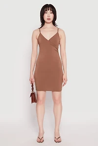 Crepe Knit Cami Wrap Dress