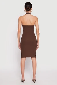 Ribbed Knit Halter Midi Dress