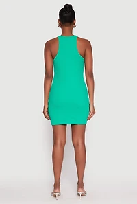 Womens Crew Neck Mini Racerback Tank Dress, S