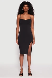 Crepe Knit Side Slit Bustier Dress
