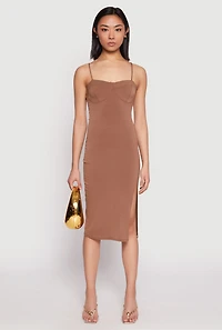 Crepe Knit Side Slit Bustier Dress