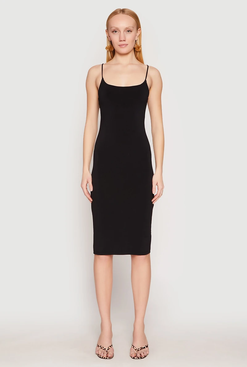 Womens Tie Back Bodycon Midi Dress, Black, Size S