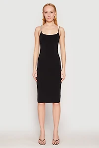 Womens Tie Back Bodycon Midi Dress, Black, Size S