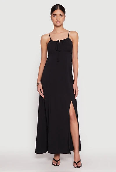 Womens Airy Side Slit Maxi Dress,