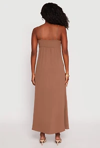 Womens Airy Side Slit Maxi Dress, Brown, Size S