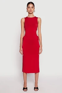 Drawstring Side Cut Out Midi Dress