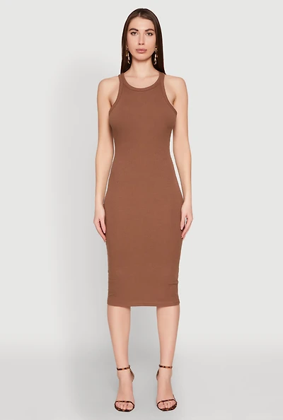 Womens Racerback Midi Tank Dress, S