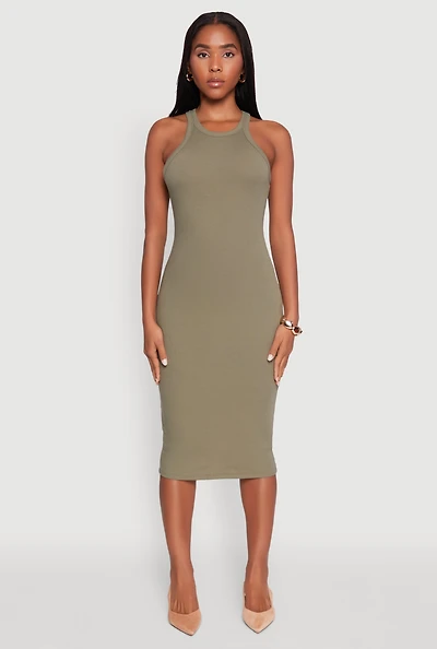 Womens Racerback Midi Tank Dress,