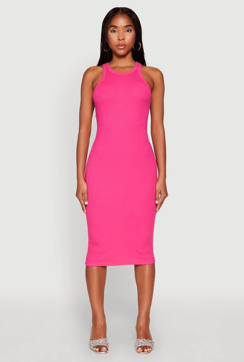 Womens Racerback Midi Tank Dress, M