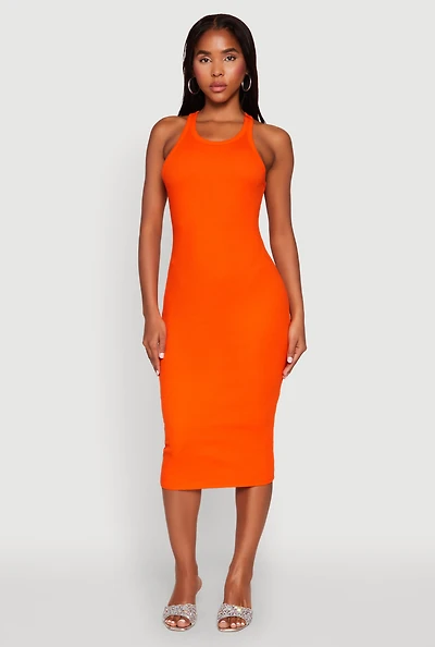 Womens Racerback Midi Tank Dress,