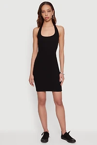Ribbed Knit Halter Mini Dress