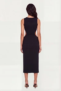 Side Slit Drawstring Midi Dress