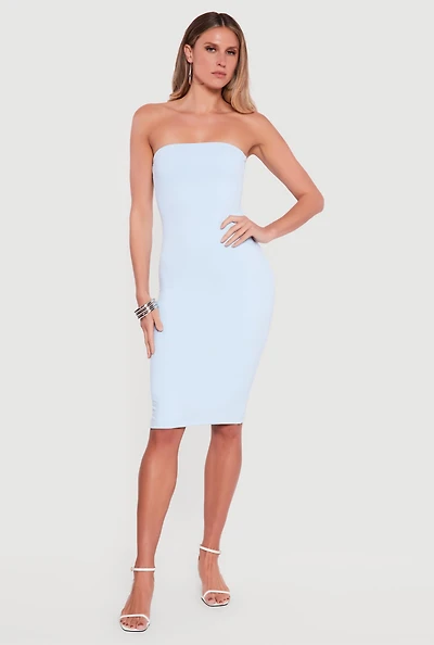 Shelf Bra Tube Midi Dress