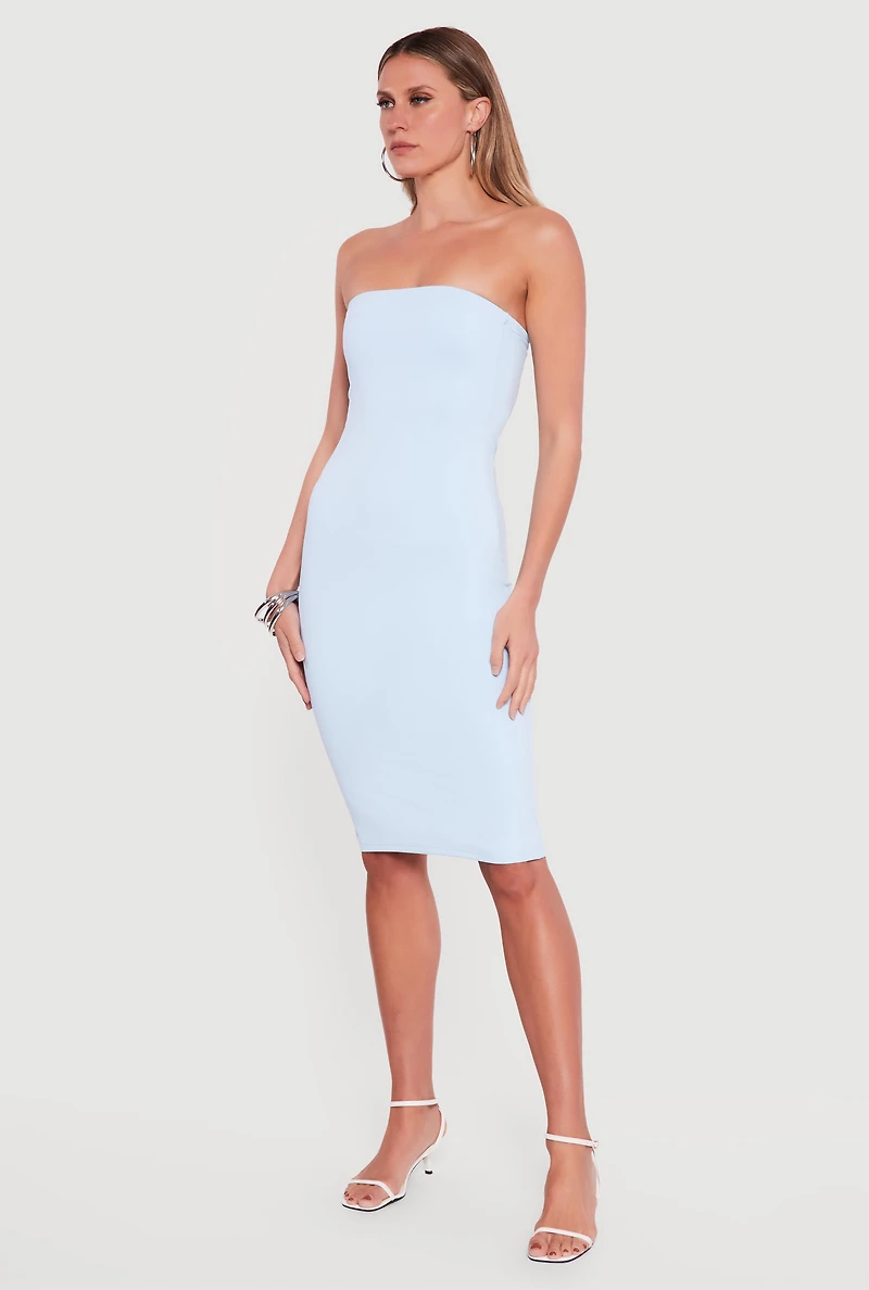 Shelf Bra Tube Midi Dress