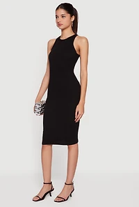 Rib Knit Racerback Tank Midi Dress