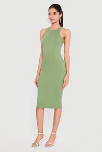 Rib Knit Racerback Tank Midi Dress