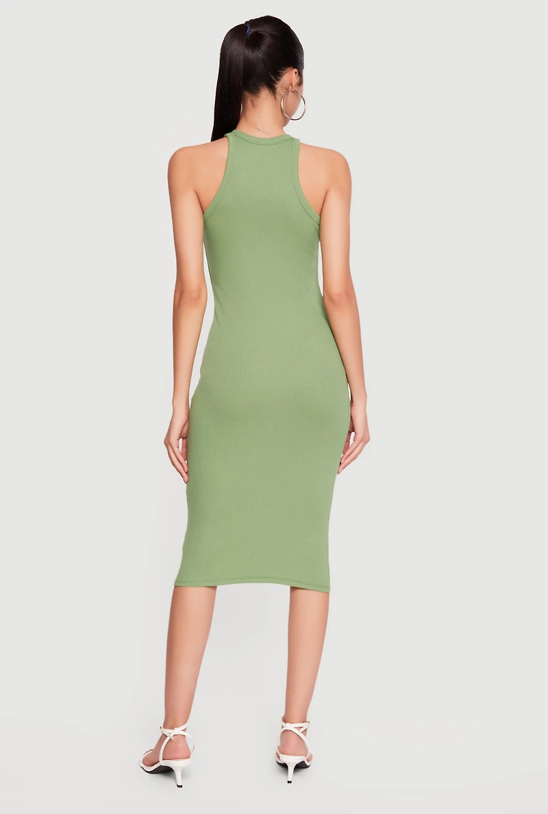 Rib Knit Racerback Tank Midi Dress