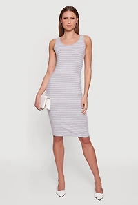 Striped Rib Knit Tank Midi Dress