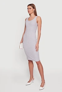 Striped Rib Knit Tank Midi Dress