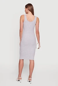 Striped Rib Knit Tank Midi Dress