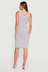 Striped Rib Knit Tank Midi Dress