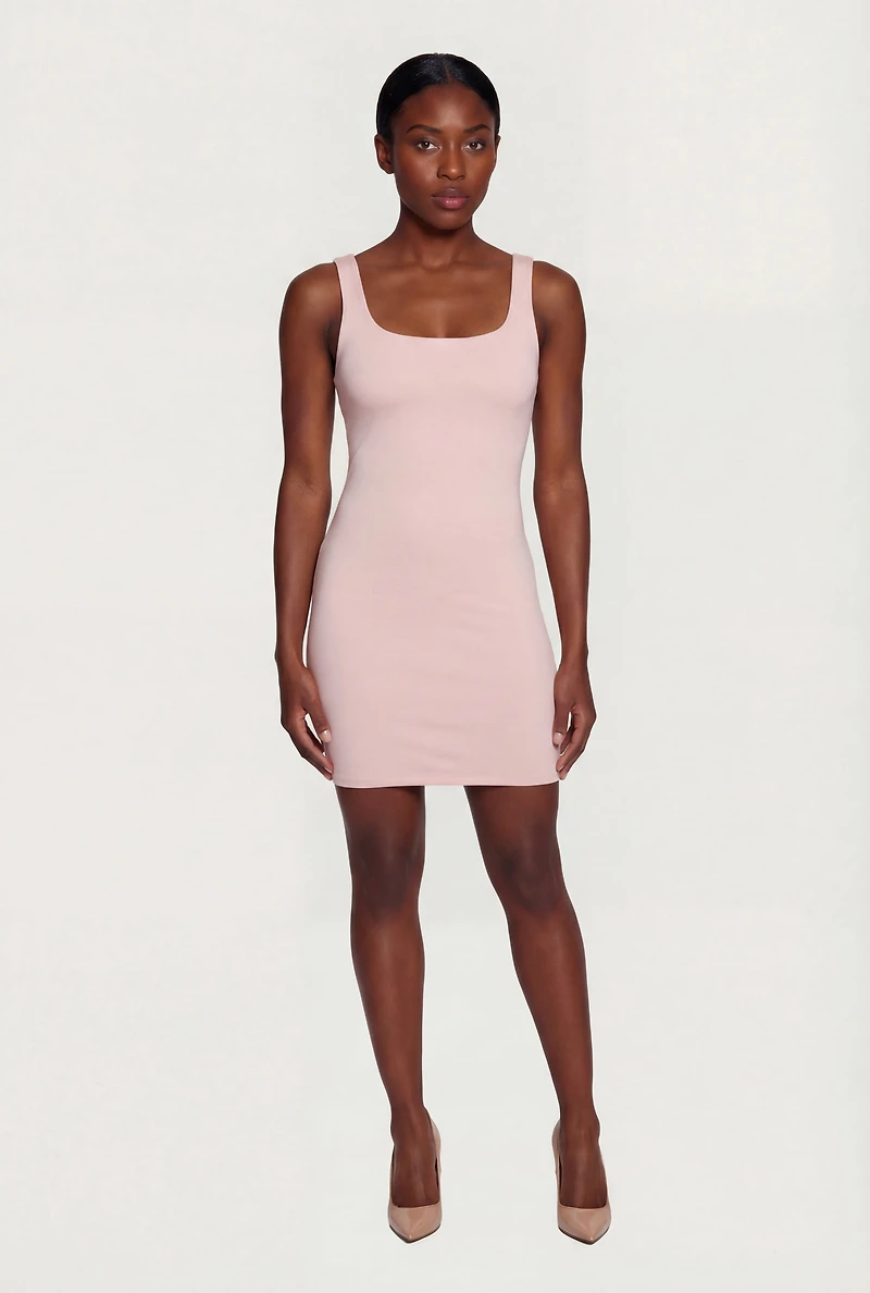 Double Layered Square Neck Mini Dress