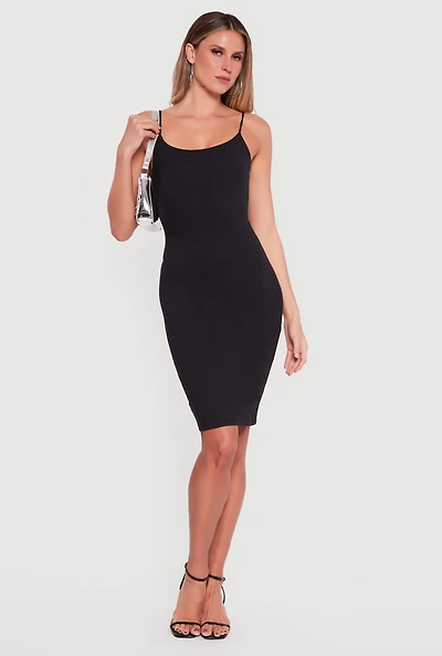 Scoop Neck Back Slit Midi Dress