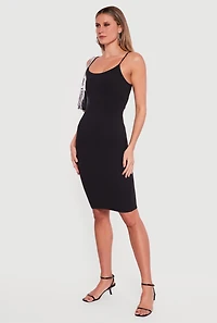 Scoop Neck Back Slit Midi Dress