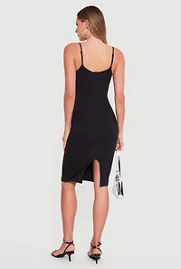 Scoop Neck Back Slit Midi Dress
