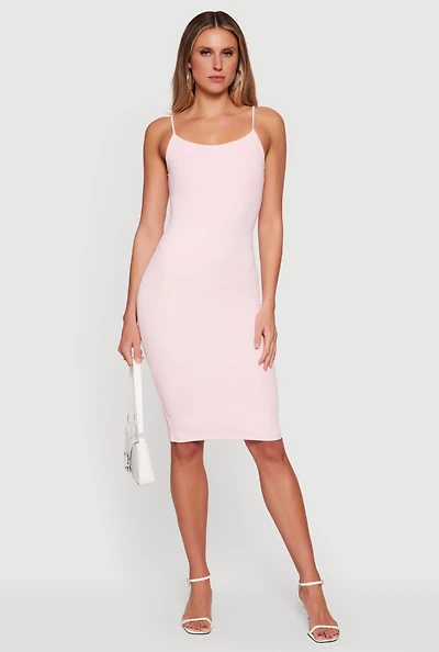 Scoop Neck Back Slit Midi Dress