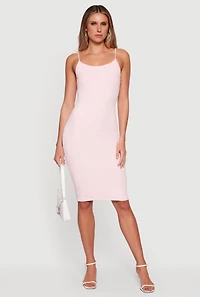 Scoop Neck Back Slit Midi Dress