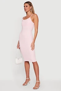 Scoop Neck Back Slit Midi Dress