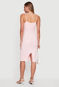 Scoop Neck Back Slit Midi Dress