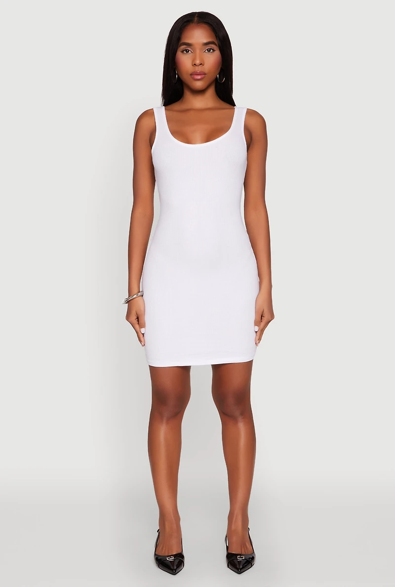 Ribbed Knit Scoop Neck Tank Dress