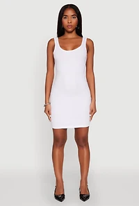 Ribbed Knit Scoop Neck Tank Dress