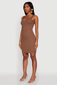 Womens Ribbed Knit Scoop Neck Tank Dress, S
