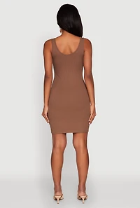 Womens Ribbed Knit Scoop Neck Tank Dress, S
