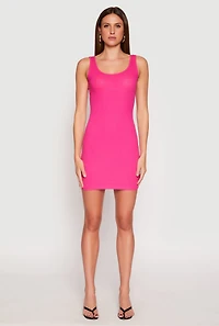 Womens Ribbed Knit Scoop Neck Tank Dress, S