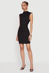 Sleeveless Mock Neck Mini Dress