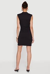 Sleeveless Mock Neck Mini Dress