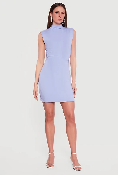 Sleeveless Mock Neck Mini Dress