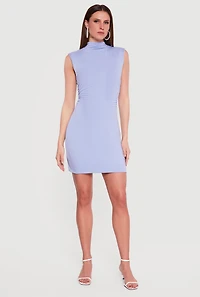Sleeveless Mock Neck Mini Dress