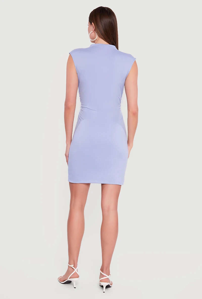 Sleeveless Mock Neck Mini Dress