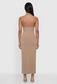 Metallic Detail Halter Maxi Dress