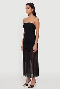 Ruched Side Layered Tube Maxi Dress