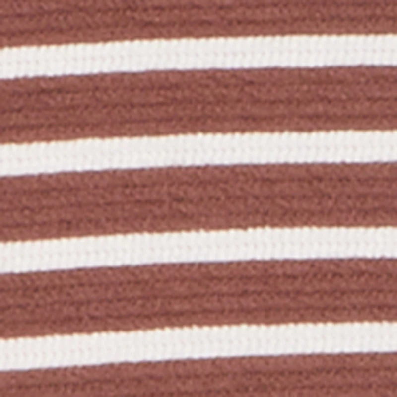 Square Neck Faux Button Striped Midi Dress