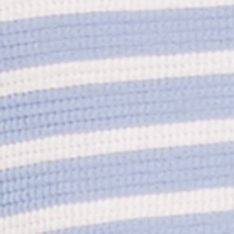 Square Neck Faux Button Striped Midi Dress