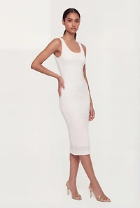 Textured Bubble Knit Sleeveless Midi Dress
