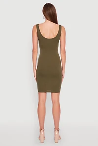Womens Ribbed Knit Notch Neck Dress,