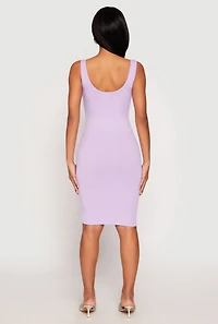 Ribbed Knit Notch Neck Dress